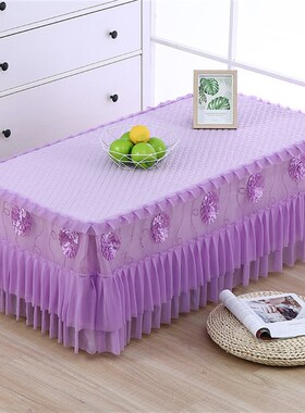 新款布艺结婚红色蕾丝茶几罩餐桌台布电视柜NQ盖布床头柜长方形客