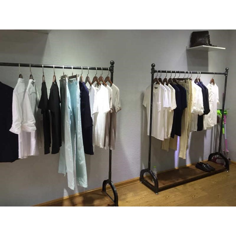 铁艺服装展示架落地中岛架陈列架升降衣架实木覆古服W装货架挂衣