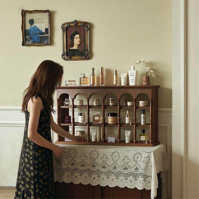 法式杯实木杯架咖啡杯子上墙手办壁挂复古展示架收纳架香水置物架