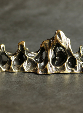 实心纯黄铜办公桌面假山小摆件古铜茶宠饰品工艺品礼品手把玩件