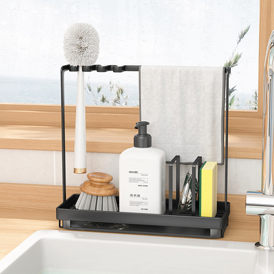 厨房抹布洗碗海绵沥水架家用台面水槽杯刷钢丝球百洁布收纳置物架
