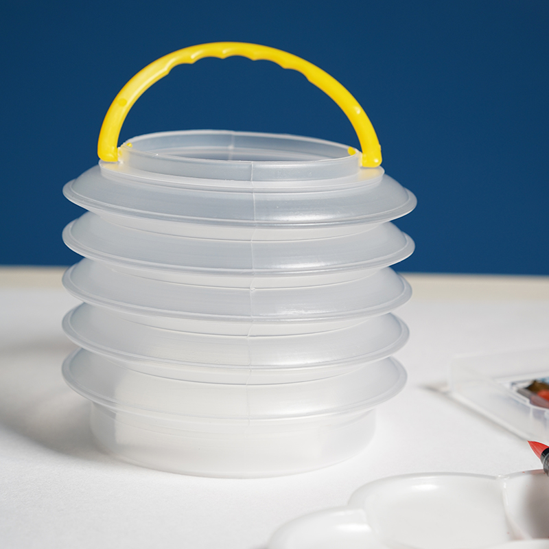 美术透明伸缩水桶洗笔桶可折叠水粉水彩颜料画画美术工具