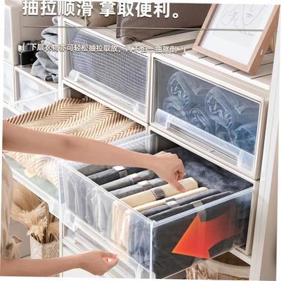 Drawer type storage box plastic transparent wardrobe storage