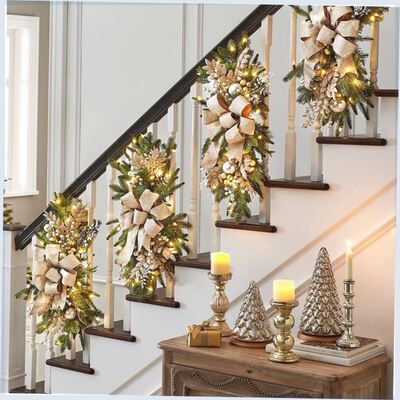 圣诞节楼梯花环装饰挂饰北欧家居场景布置Christmas stair wreath