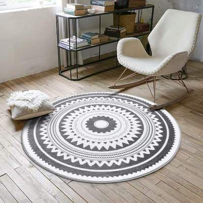 Nordic Modern Plush Floor Rug Round Area  For Living