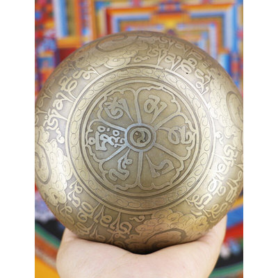 尼泊尔手工音钵瑜伽静心钵西藏颂钵佛音碗供桌摆件送垫子皮棒
