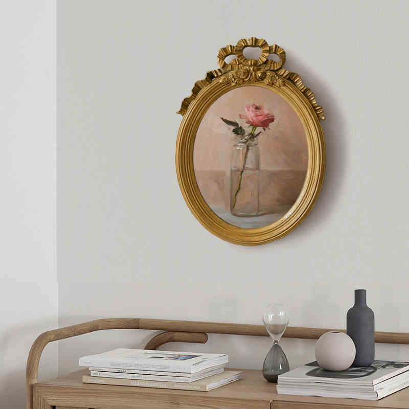 欧式复古花卉装饰画客厅椭圆形壁画美式轻奢小众vintage挂画XZY-1图片