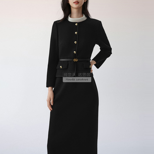 新款 25年秋冬季 假两件连衣裙可拆卸立领XF06225W0 长裙 羊毛奈同款