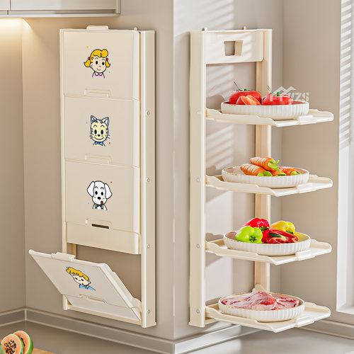 加厚吸盘备菜置物架厨房可折叠多层多功能配菜盘家用壁挂收纳架