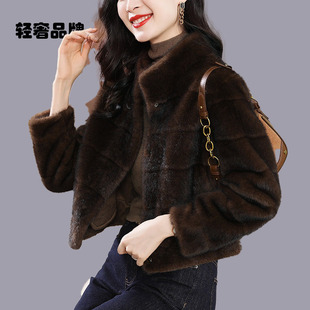 朗姿约定短款皮草外套女2026冬新款加厚保暖皮毛一体水貂绒大衣