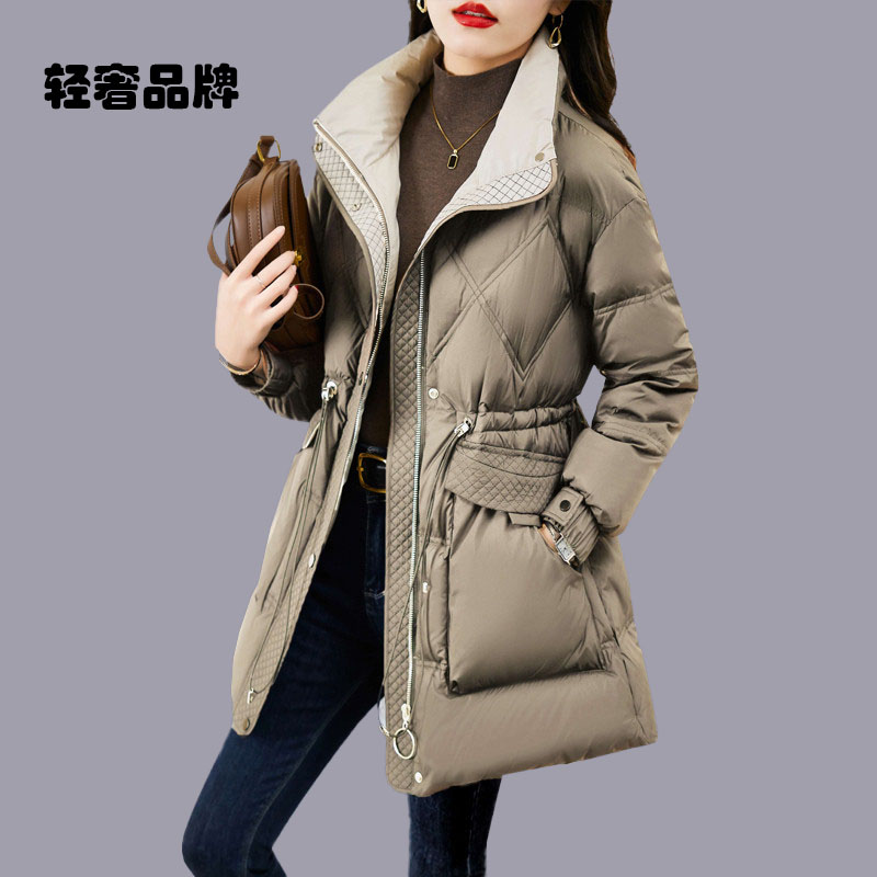 朗姿约定羽绒服女中长款2026年冬季新款收腰加厚小个子白鸭绒外套
