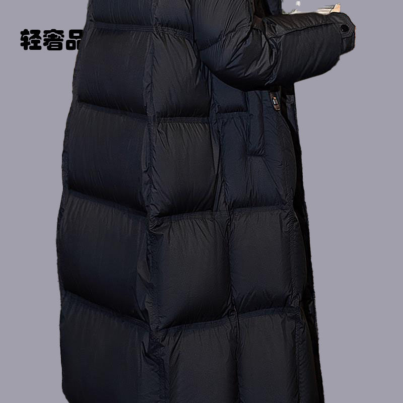 朗姿约定中长款羽绒服2026冬季新款女装简约宽松款显瘦连帽上衣