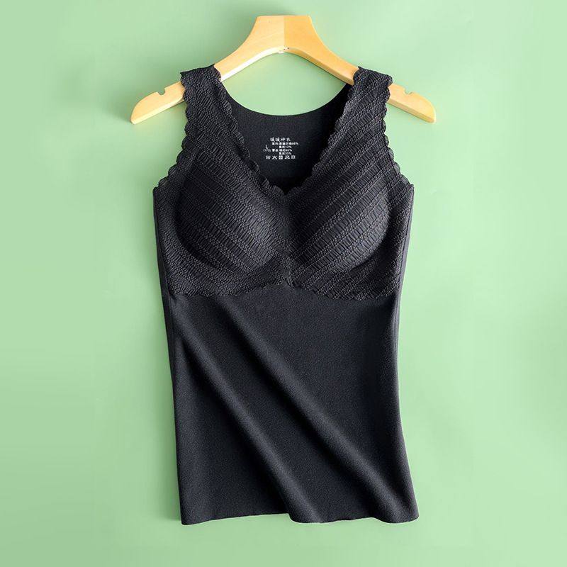 德绒保暖内衣双面磨毛加绒加厚蕾丝修身打底内搭带胸垫大码内衣女,女士内衣/男士内衣/家居服,保暖背心,淘宝优惠券,粉丝福利购,淘宝优惠卷