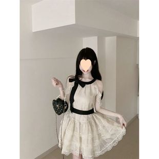 纯欲风收腰显瘦蝴蝶结连衣裙女夏季款小个子