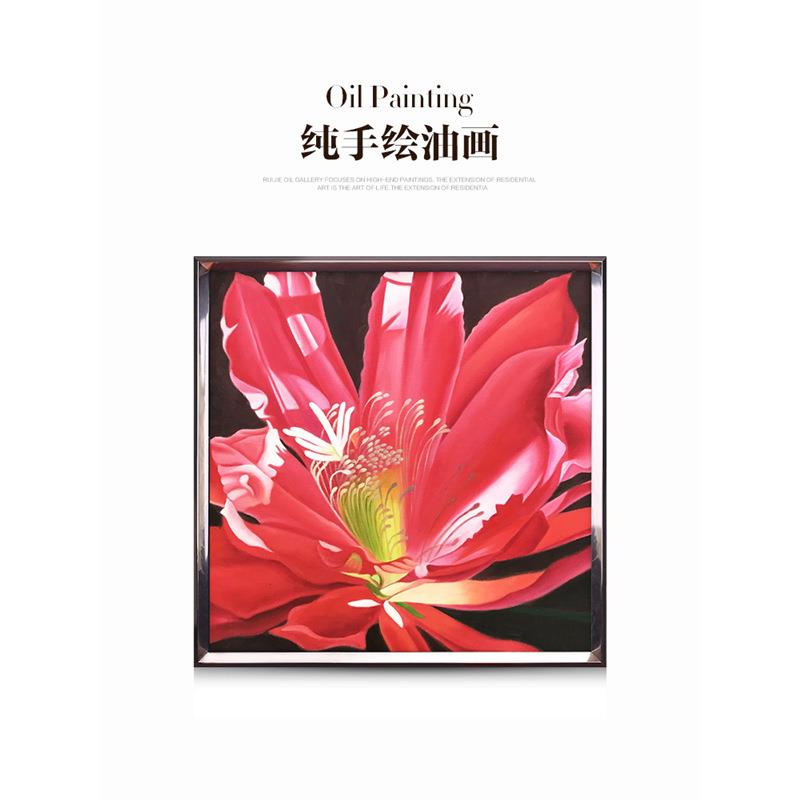 美式新古典入户玄关装饰画后现代纯手绘油画高级感餐厅挂画 怒放