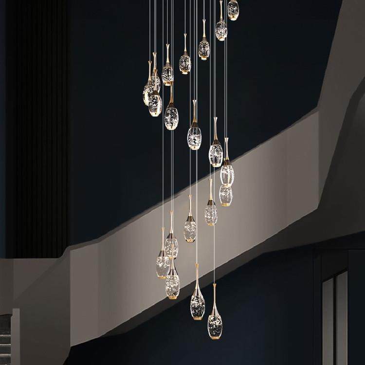 旋转楼梯吊灯别墅大厅酒店大堂客厅灯楼梯间复式楼水晶长轻奢