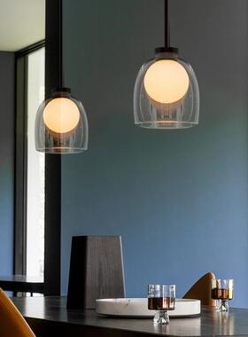 丹麦后现代简约蓝色玻璃小吊灯设计师创意艺术餐厅卧室床头吊灯具