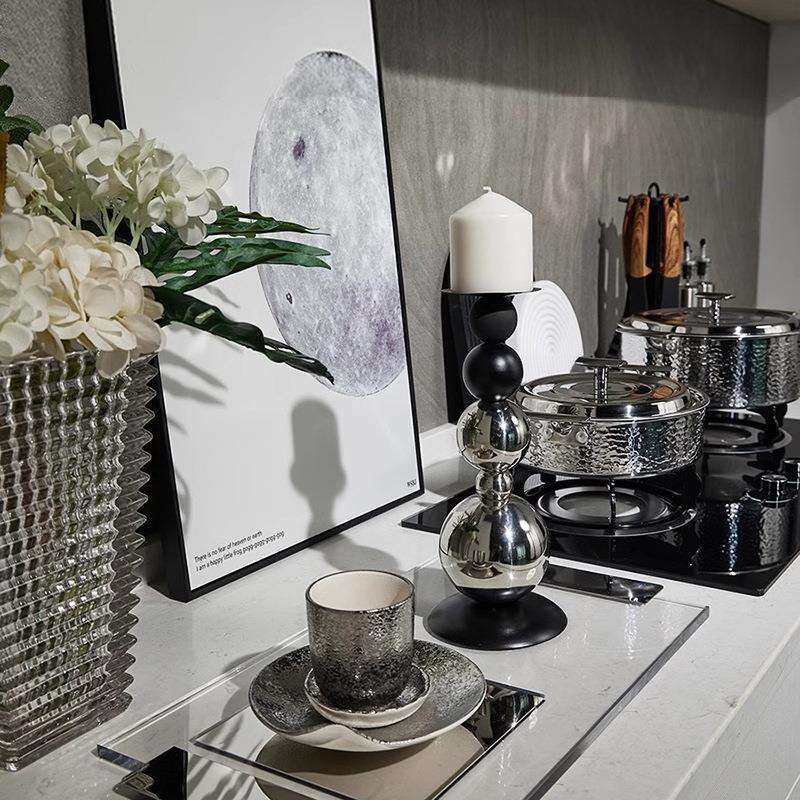 现代简约样板间厨房装饰品软装样板房橱柜摆件锅具厨具