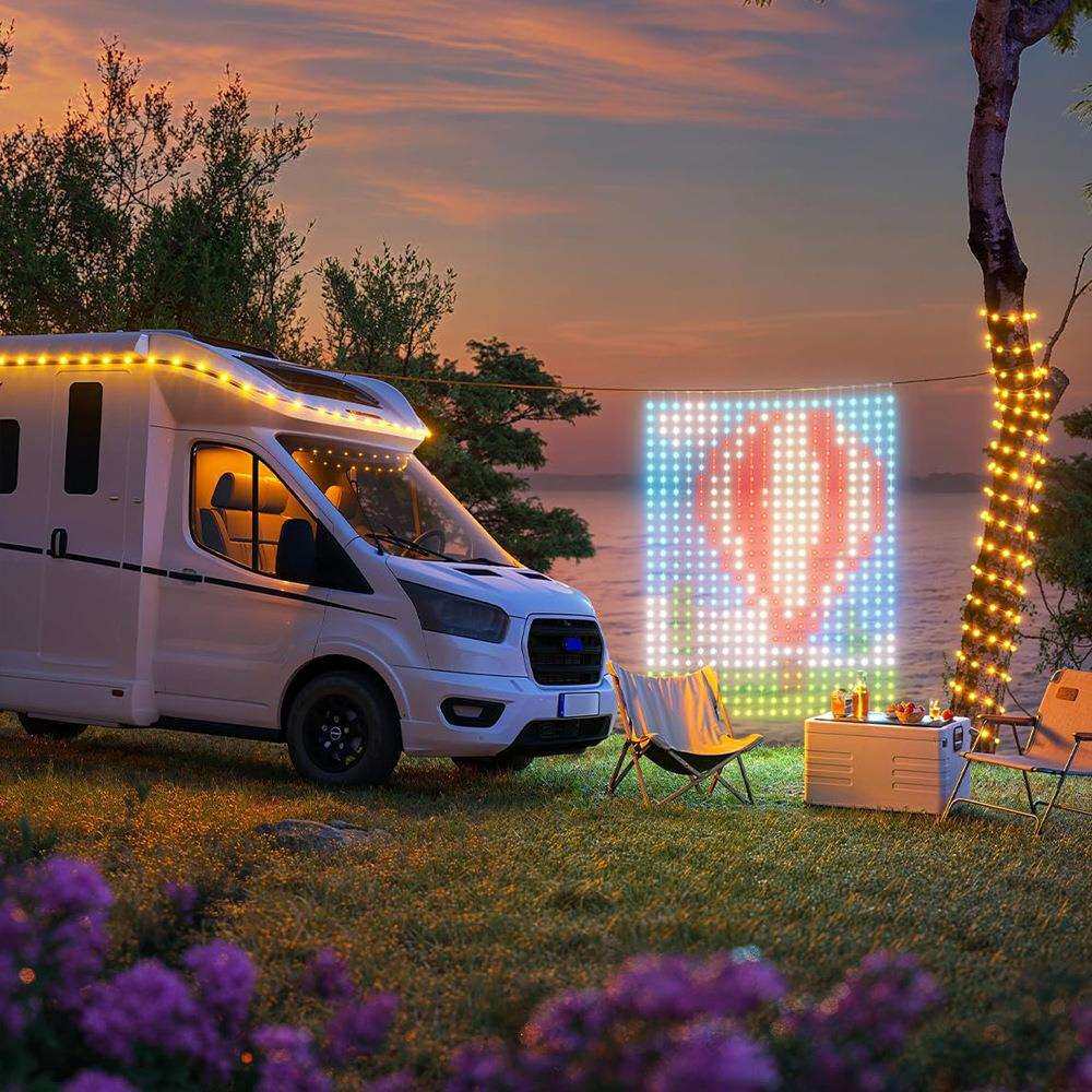 LED窗帘灯带无线遥控客厅卧室氛围灯串屋檐灯防水窗帘屏网格灯串