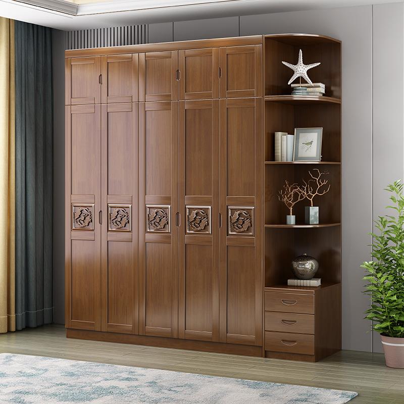 三四五六门实木衣柜对开门衣柜可加顶柜加转角柜加抽屉卧室大衣橱