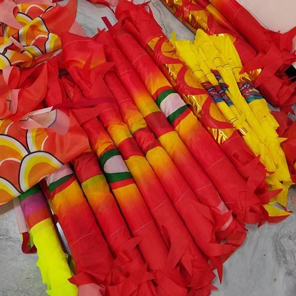 广场运动舞健身龙带甩彩带6米8米10米粘毛魔术贴龙衣龙身彩绸舞龙