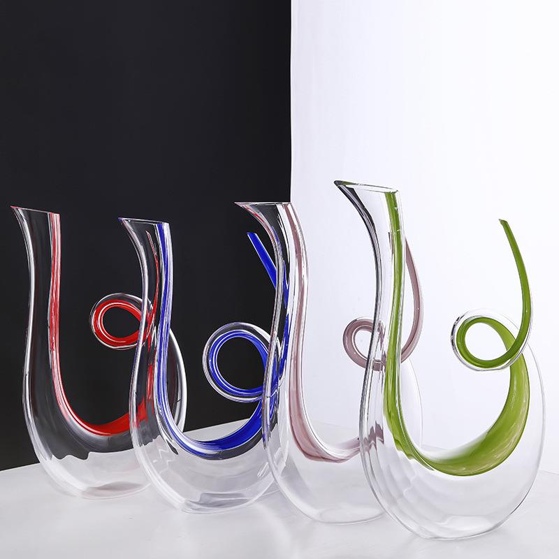 高档水晶田螺醒酒器无铅玻璃快速倒酒器高颜值家用网红手工醒酒壶