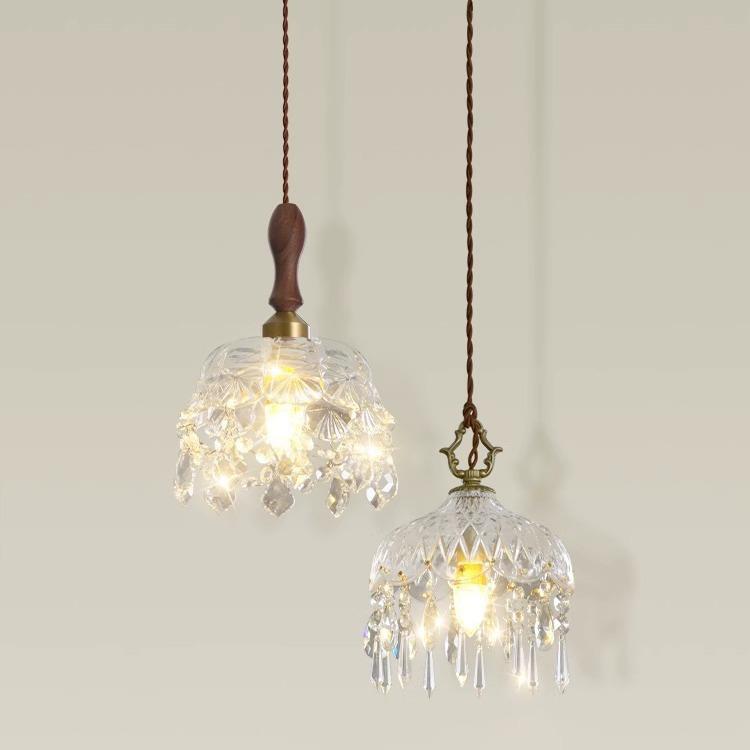 中山卧室床头吊灯法式复古轻奢水晶餐厅小吊灯现代简约吧台灯具