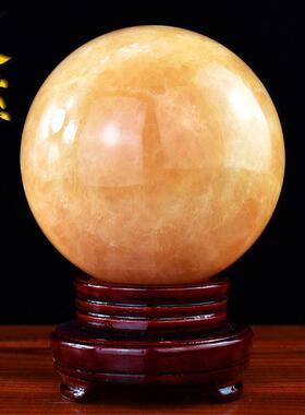 天然黄水晶球摆件转韵家居召才球进门玄关天然黄色水晶球家用