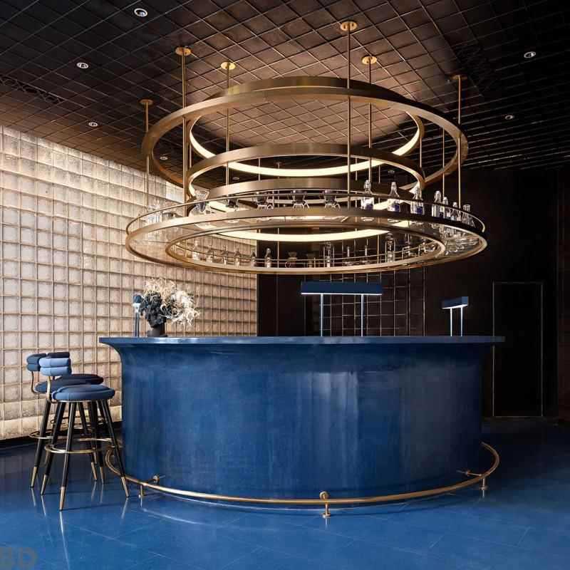 古镇工厂中山工厂直销酒店宴会厅圆形吧台酒架不锈钢吊柜展示柜定