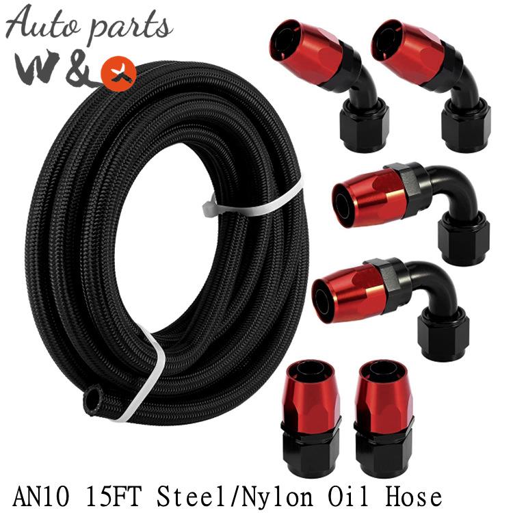 10AN 燃油管接头套件 AN10编织尼龙不锈钢丝油管 15FT/4.5M 接头