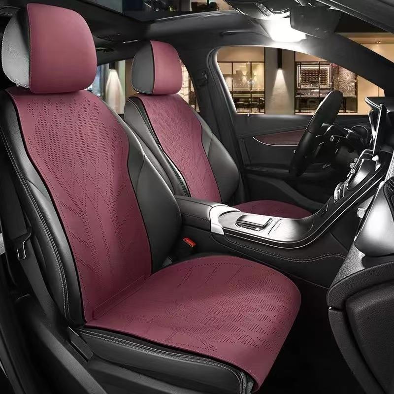 汽车坐垫四季通用超薄科技布翻毛皮小蛮腰马鞍垫轻奢透气高档座垫