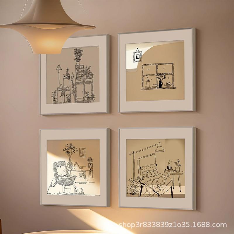 镜子客厅装饰画镜面餐厅挂画饭厅卧室床头画玄关桌面摆画2025新款