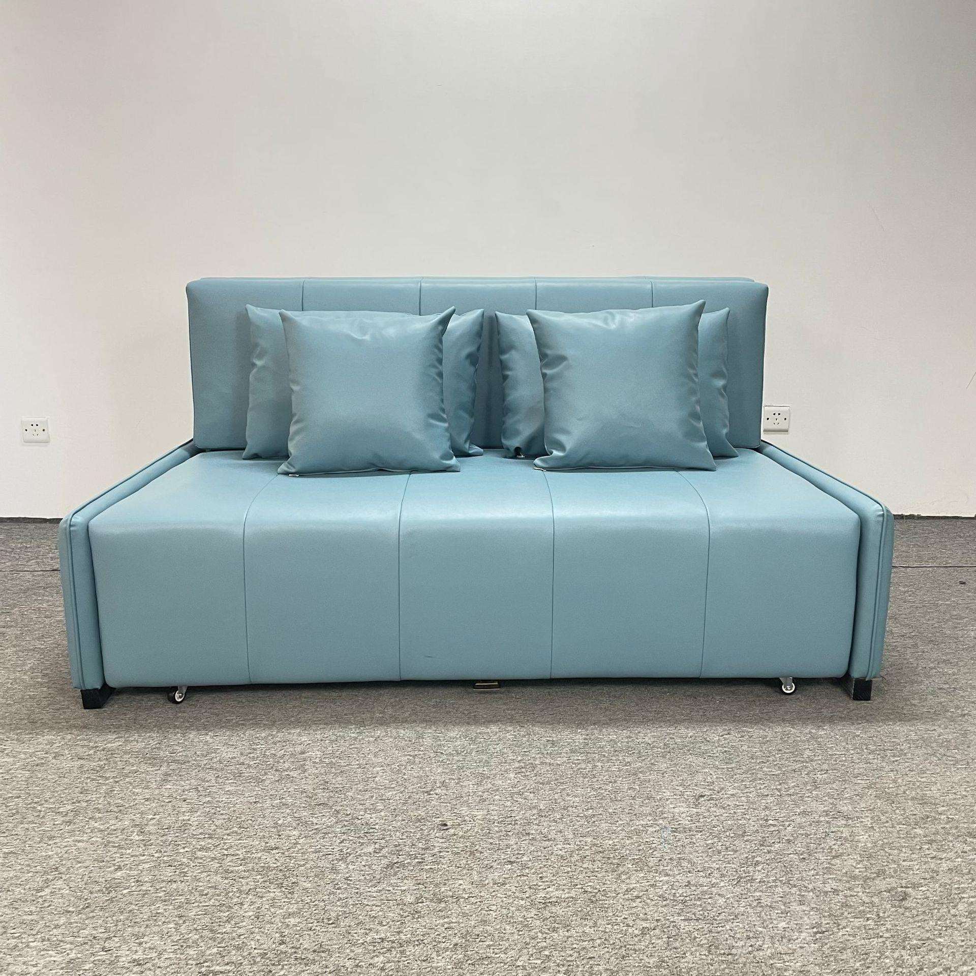 现代简约储物沙发床功能两用折叠客厅皮艺双人三人小户型书房办公