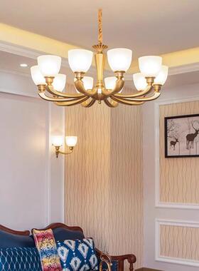 欧式全铜吊灯别墅客厅餐厅卧室书房高端大气简约吊灯铜灯铜黄色