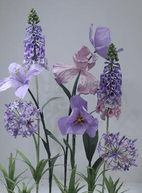 春季新款店铺橱窗点商场中庭美陈布置装饰婚礼舞台道具紫色纸艺花