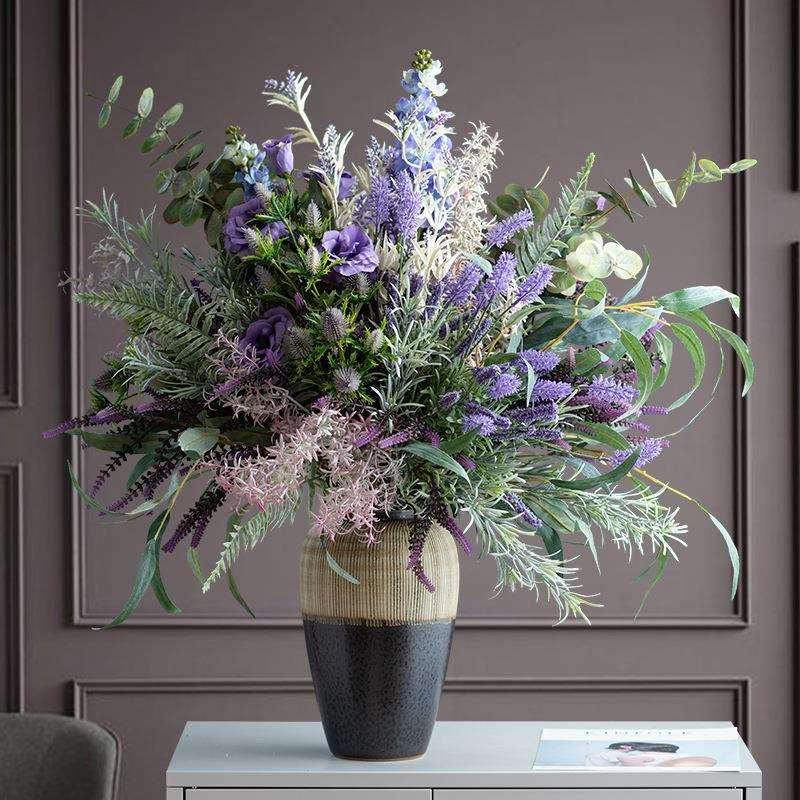 轻奢仿真花束客厅玄关插花酒店前台餐桌摆花假花桌面茶几装饰花卉