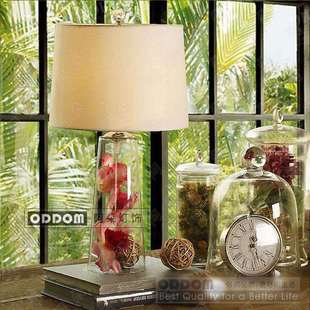 法式 创意时尚 台灯204 乡村布艺玻璃台灯卧室床头客厅田园欧式 美式