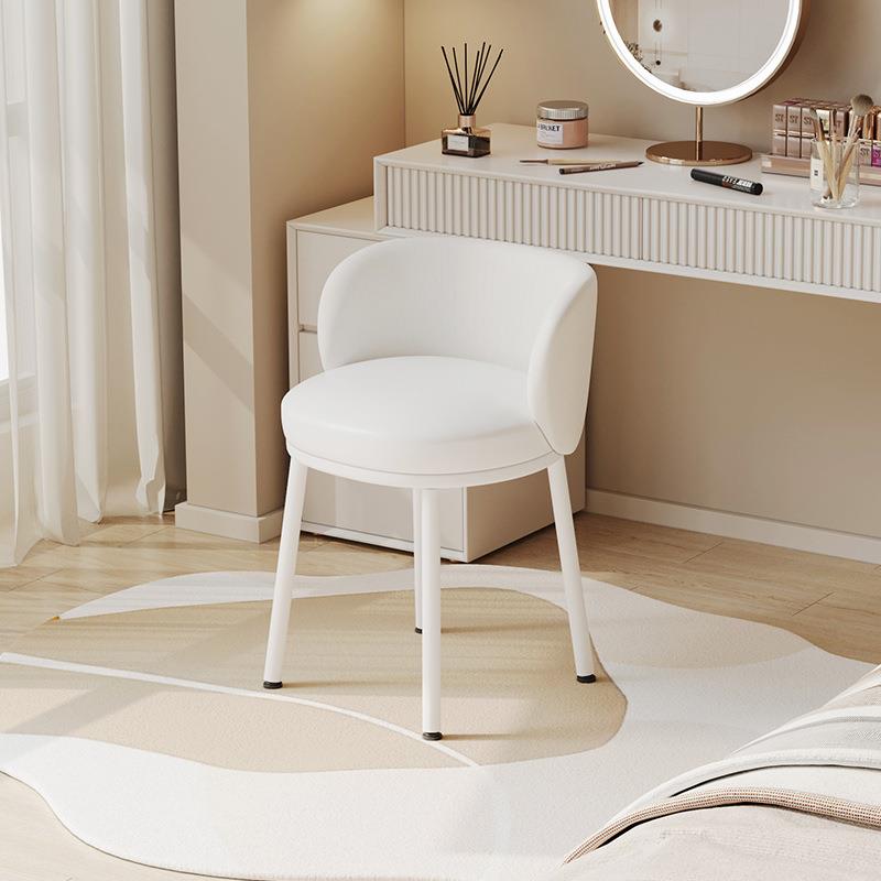 化妆椅新款奶油风皮质梳妆凳女生卧室网红简约化妆凳靠背梳妆椅子