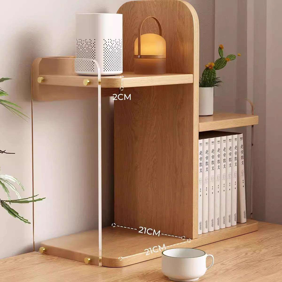 桌面置物架书架电脑桌办公桌桌上小书架收纳架实木学生家用小书柜