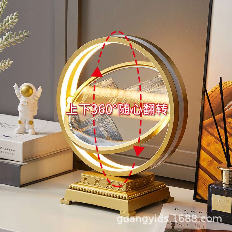 流沙画创意轻奢摆件沙漏台灯客厅酒柜电视柜办公室桌面家居装饰品图片