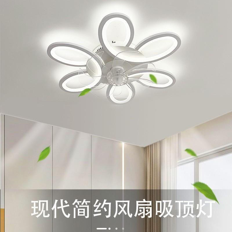 跨境吊扇灯2024新款现代简约风扇灯餐厅卧室客厅超薄吸顶电灯扇