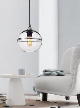 北欧后现代圆球玻璃餐厅灯床头吧台创意个性蓝色玻璃吊灯跨境吊灯