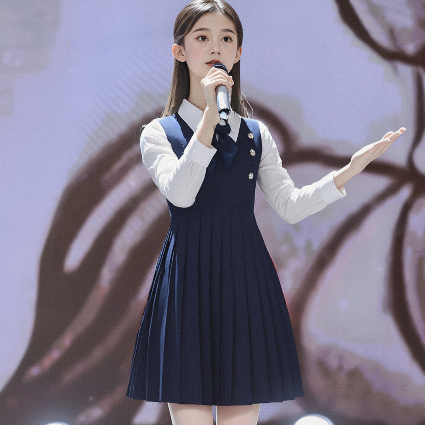 六一儿童朗诵演讲主持人演出服女童初中小学生爱国合唱礼服装口才