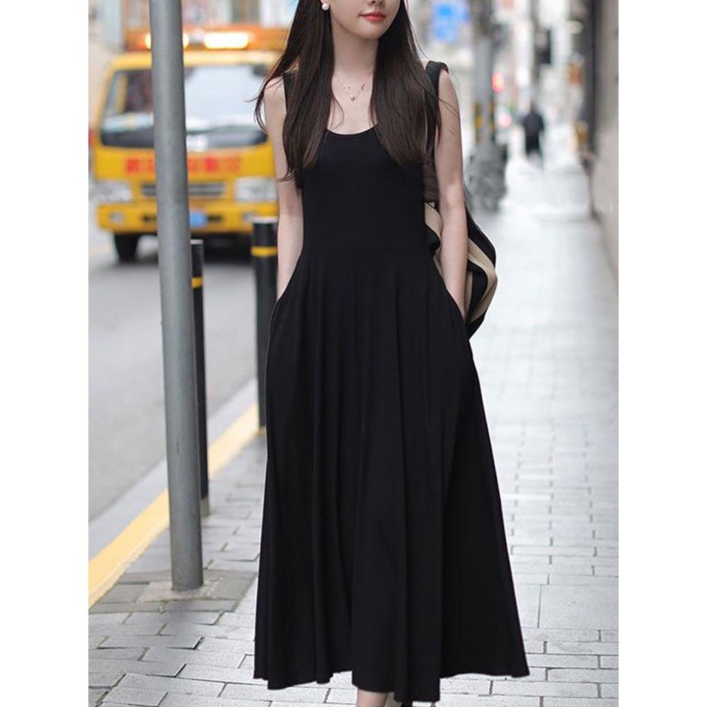 专柜2026法式赫本修身吊带洋装女垂感显瘦莫代尔背心裙夏小黑裙