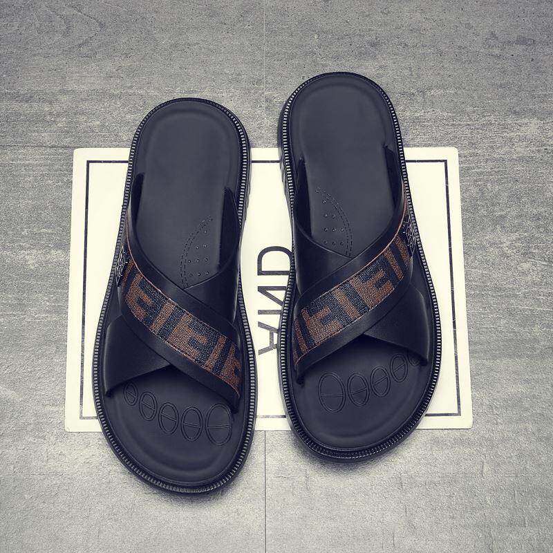 软底防滑凉鞋男款夏季外穿潮流网红高级感真皮透气男士沙滩一字拖