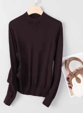 【啦啦精选】100%精纺羊毛 （可机洗）女士羊毛衫简约百搭19239