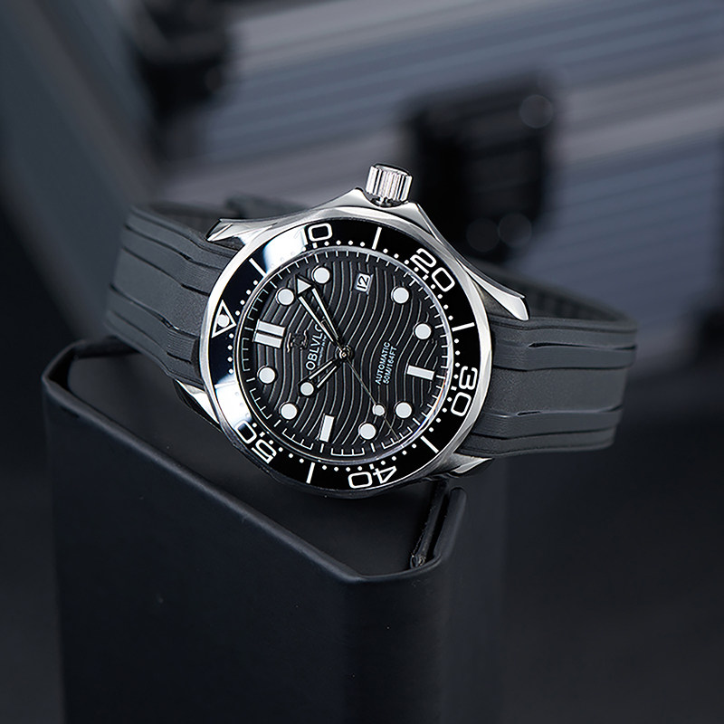 欧宝罗品牌官方简约夜光手表男士全自动机械表皮带运动男表潜水