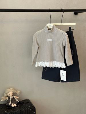 2025秋冬新款儿童韩版女童休闲百搭纯棉加绒加厚条纹打底衫上衣