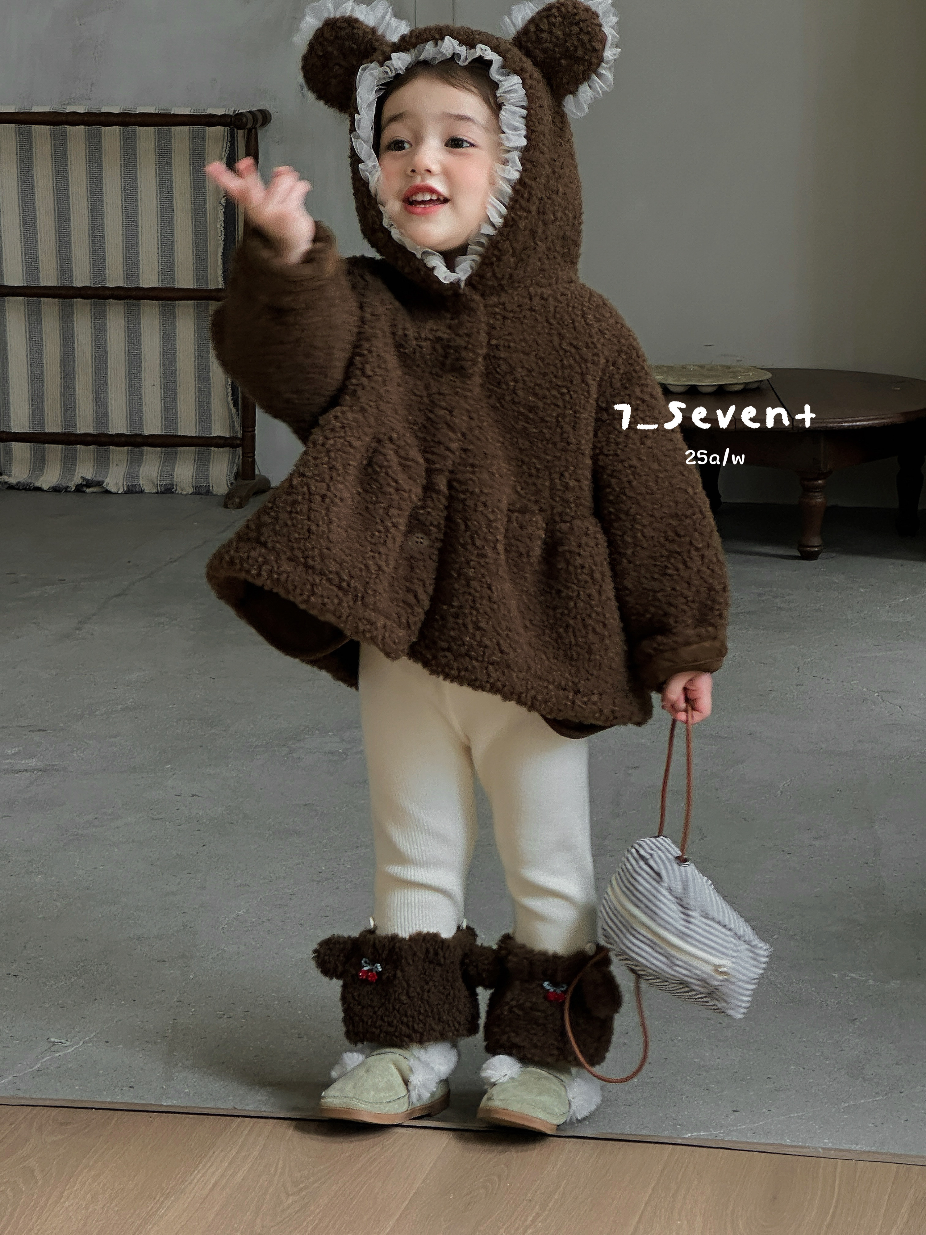 7-11童装正品25冬韩版女童休闲百搭纯棉加绒加厚打底裤装饰可拆卸