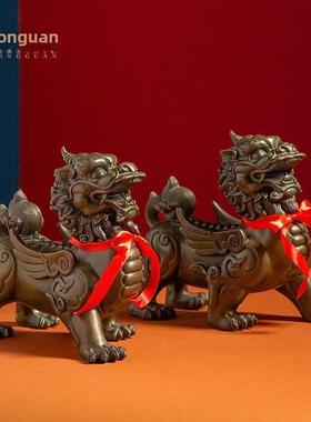 铜貔貅摆件一对家居装饰品客厅办公桌博古架乔迁新居店铺开业礼品